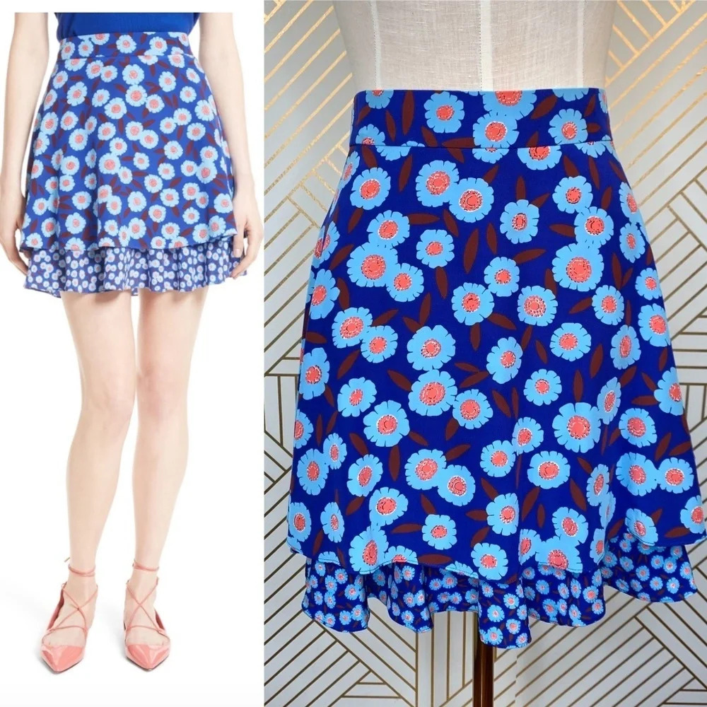 Kate Spade Tangier Floral Double Layer Silk Skirt
